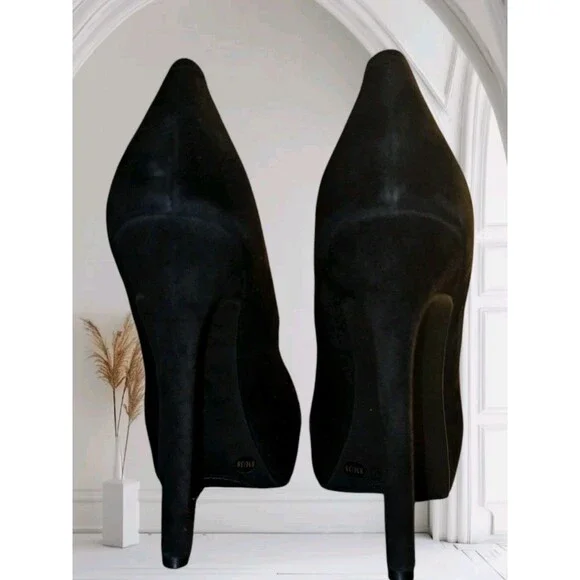 Jessica Simpson Rebeca 5.5" High Heels Sz 8 Women's Platform Pump Black Suede - Picture 2 of 16